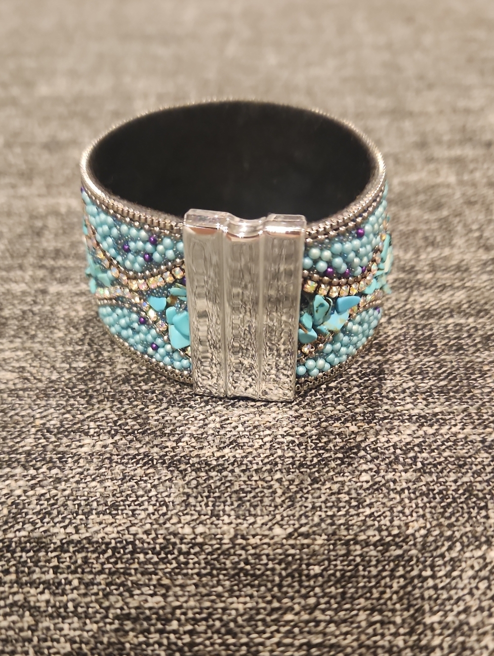 Handcrafted Turquoise Beaded Cuff Bracelet - Women Jewelry
